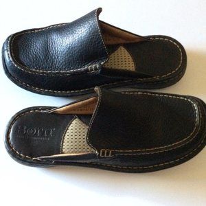 Men's BORN Black Leather Slip-On Shoes Size 9